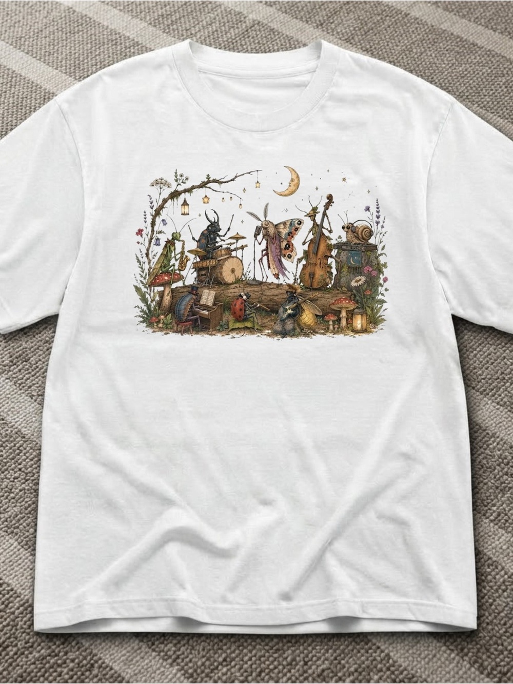 Gildan Woodland Insect Band Graphic Tee - White